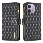 BINFEN COLOR för Xiaomi Redmi 15C 4G (Global) (171mm) / Xiaomi Poco C85 4G (171mm) / Xiaomi Redmi 17C 5G BF Style-15 Läderfodral Blixtlåsficka Rombiskt mobilfodral
