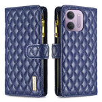 BINFEN COLOR för Xiaomi Redmi 15C 4G (Global) (171mm) / Xiaomi Poco C85 4G (171mm) / Xiaomi Redmi 17C 5G BF Style-15 Läderfodral Blixtlåsficka Rombiskt mobilfodral