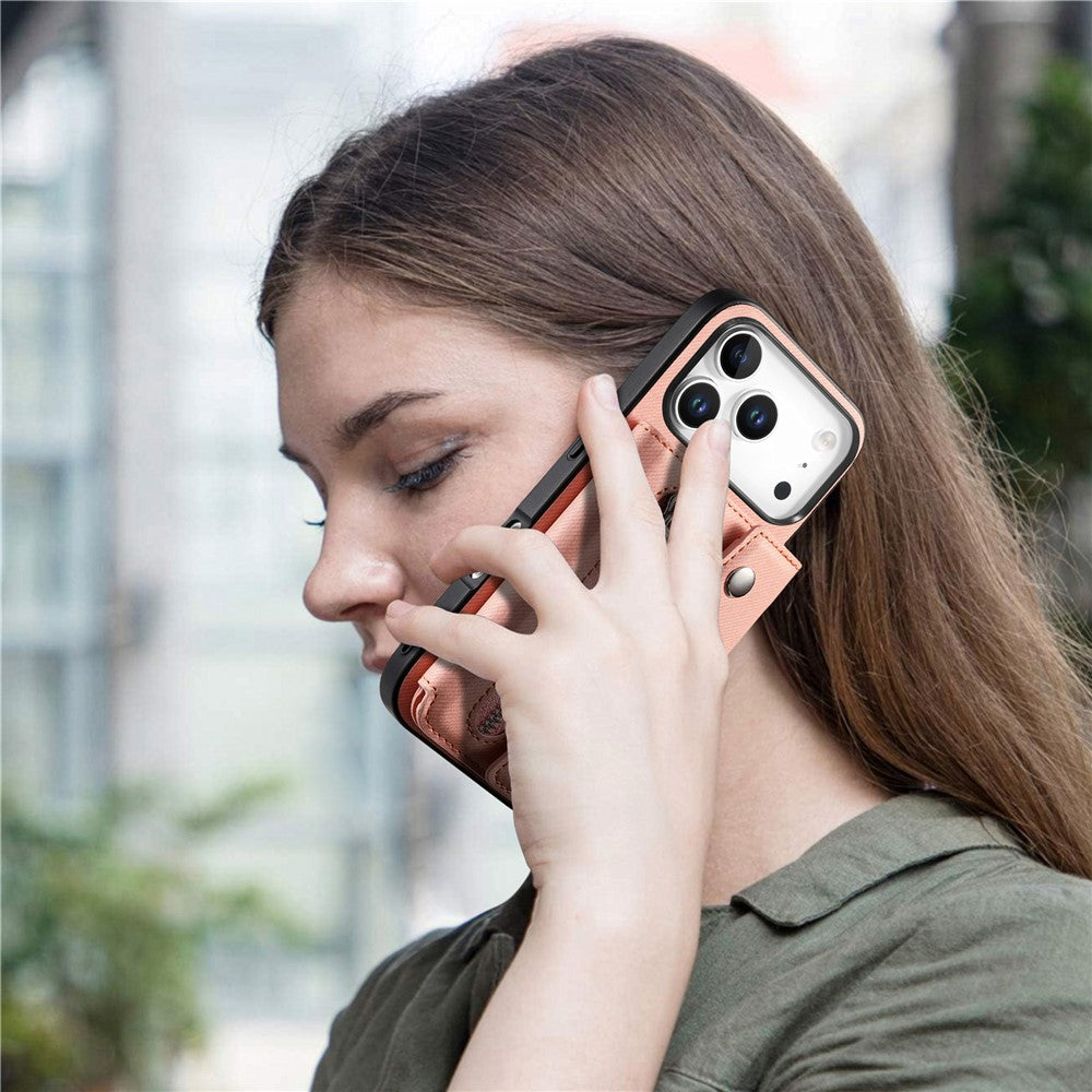Til iPhone 18 Pro Max / 17 Pro Max Magnetisk Cover Skråstoftekstur PU Læder Telefon Bagcover med Trefoldelig Kortholder