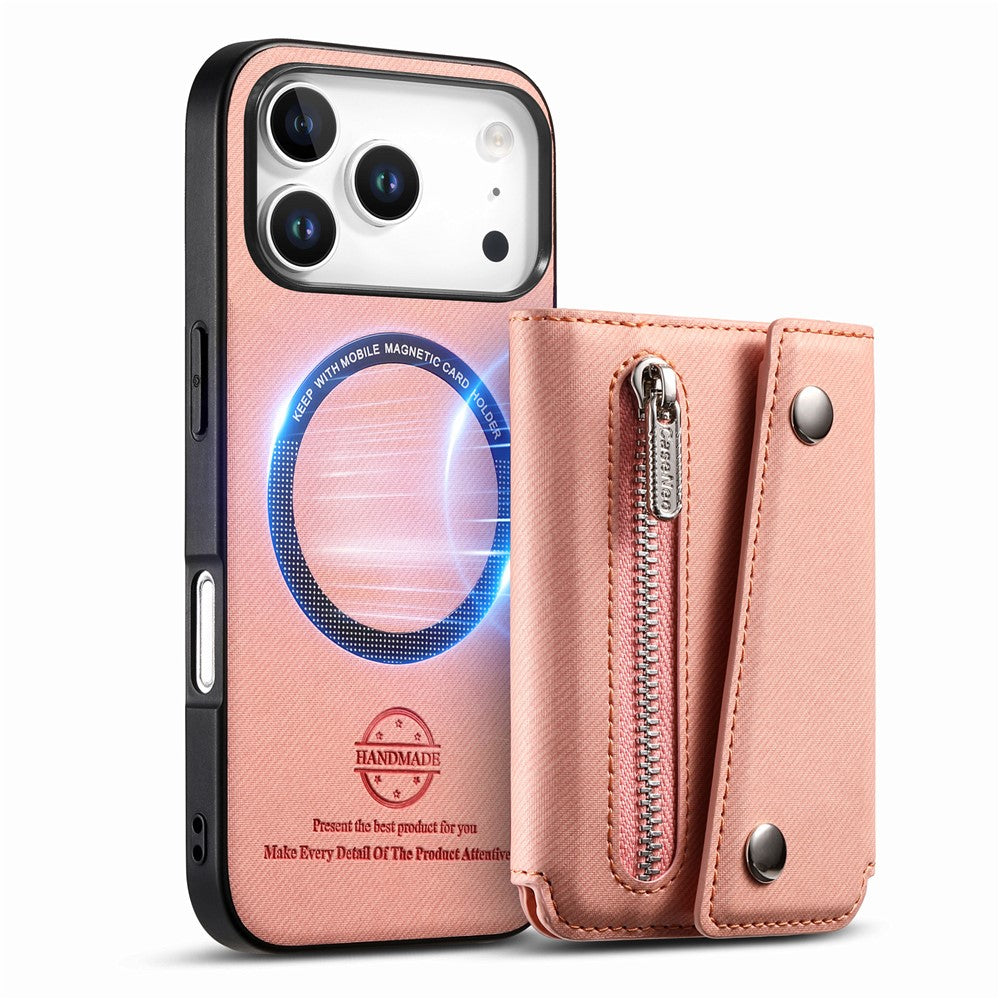 Til iPhone 18 Pro Max / 17 Pro Max Magnetisk Cover Skråstoftekstur PU Læder Telefon Bagcover med Trefoldelig Kortholder