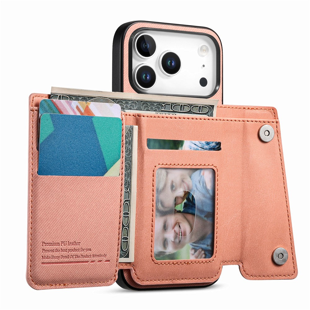 Til iPhone 18 Pro Max / 17 Pro Max Magnetisk Cover Skråstoftekstur PU Læder Telefon Bagcover med Trefoldelig Kortholder