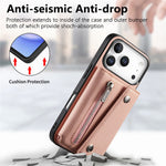 Til iPhone 18 Pro Max / 17 Pro Max Magnetisk Cover Skråstoftekstur PU Læder Telefon Bagcover med Trefoldelig Kortholder