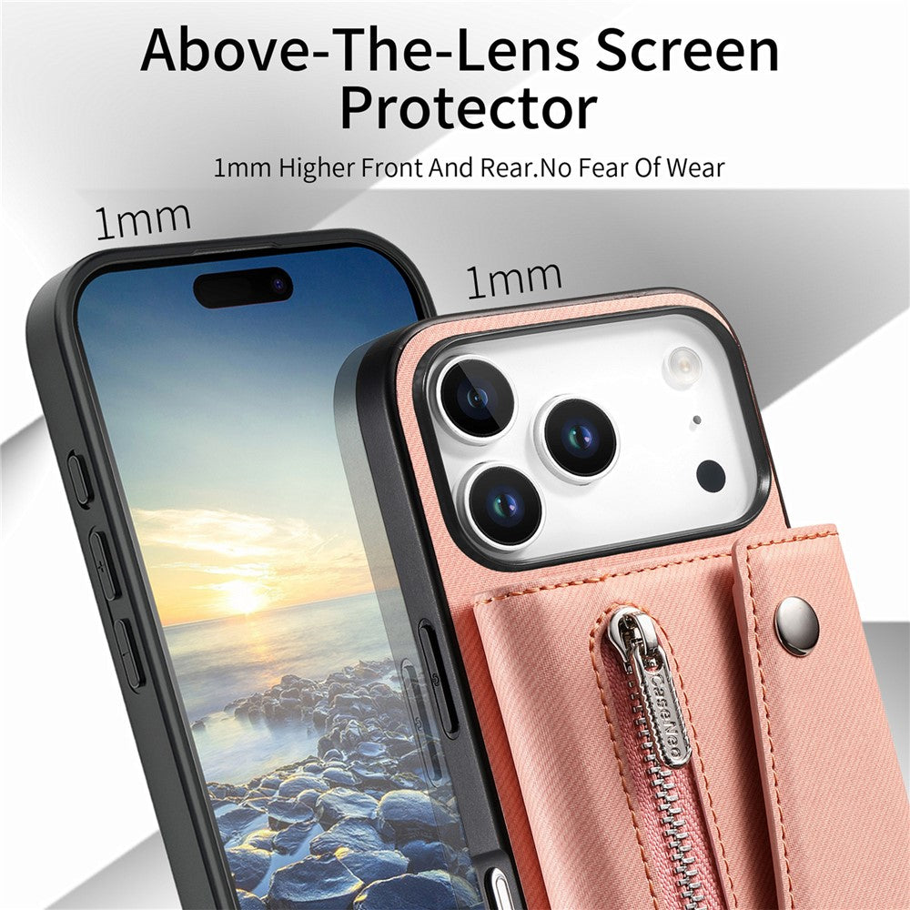 Til iPhone 18 Pro Max / 17 Pro Max Magnetisk Cover Skråstoftekstur PU Læder Telefon Bagcover med Trefoldelig Kortholder