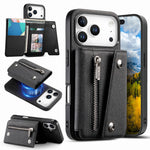 Til iPhone 18 Pro Max / 17 Pro Max Magnetisk Cover Skråstoftekstur PU Læder Telefon Bagcover med Trefoldelig Kortholder