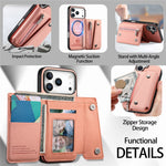 For iPhone 18 Pro  /  17 Pro Magnetic Case Twill Cloth Texture PU Leather Phone Back Cover with Tri-fold Card Holder