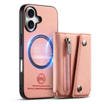 For iPhone 17 Magnetic Case Twill Cloth Texture PU Leather Phone Back Cover with Tri-fold Card Holder