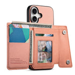 For iPhone 17 Magnetic Case Twill Cloth Texture PU Leather Phone Back Cover with Tri-fold Card Holder