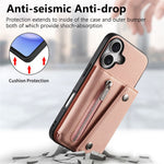 For iPhone 17 Magnetic Case Twill Cloth Texture PU Leather Phone Back Cover with Tri-fold Card Holder