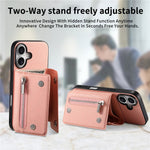 For iPhone 17 Magnetic Case Twill Cloth Texture PU Leather Phone Back Cover with Tri-fold Card Holder