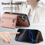For iPhone 17 Magnetic Case Twill Cloth Texture PU Leather Phone Back Cover with Tri-fold Card Holder