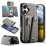 For iPhone 17 Magnetic Case Twill Cloth Texture PU Leather Phone Back Cover with Tri-fold Card Holder