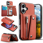 For iPhone 17 Magnetic Case Twill Cloth Texture PU Leather Phone Back Cover with Tri-fold Card Holder