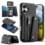 For iPhone 17 Magnetic Case Twill Cloth Texture PU Leather Phone Back Cover with Tri-fold Card Holder