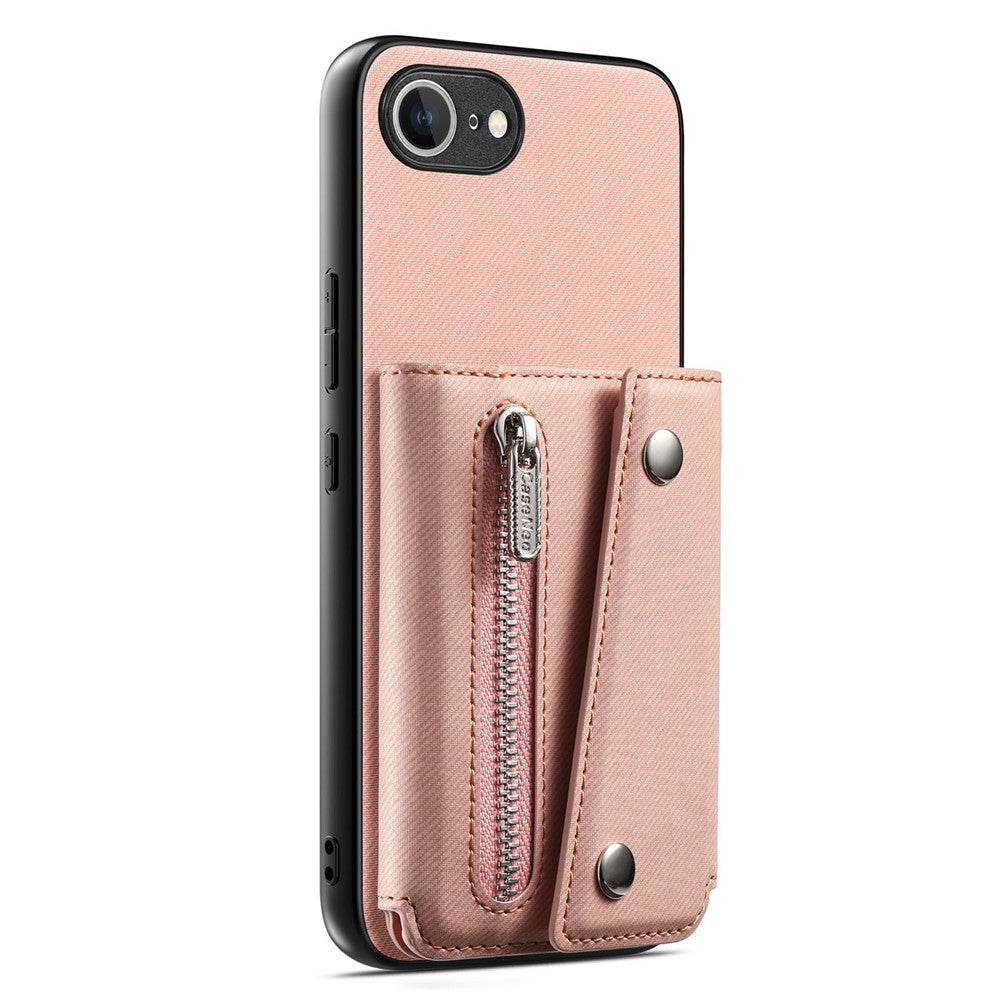 For iPhone 17th / 16th Magnetic Case Twill Cloth Texture PU Leather Phone Back Cover with Tri-fold Card Holder