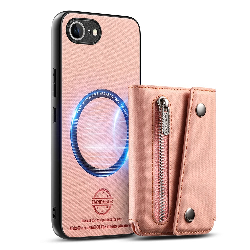 For iPhone 17th / 16th Magnetic Case Twill Cloth Texture PU Leather Phone Back Cover with Tri-fold Card Holder