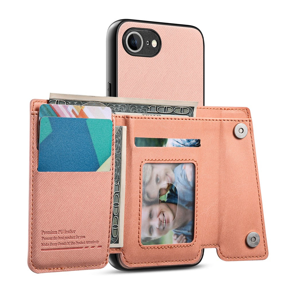 For iPhone 17th / 16th Magnetic Case Twill Cloth Texture PU Leather Phone Back Cover with Tri-fold Card Holder