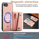 For iPhone 17th / 16th Magnetic Case Twill Cloth Texture PU Leather Phone Back Cover with Tri-fold Card Holder