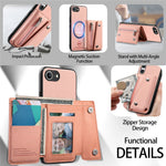 For iPhone 17th / 16th Magnetic Case Twill Cloth Texture PU Leather Phone Back Cover with Tri-fold Card Holder