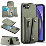 For iPhone 17th / 16th Magnetic Case Twill Cloth Texture PU Leather Phone Back Cover with Tri-fold Card Holder