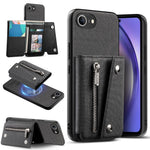 For iPhone 17th / 16th Magnetic Case Twill Cloth Texture PU Leather Phone Back Cover with Tri-fold Card Holder