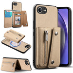 For iPhone 17th / 16th Magnetic Case Twill Cloth Texture PU Leather Phone Back Cover with Tri-fold Card Holder