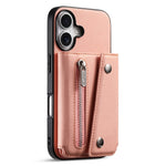 For iPhone 16 Magnetic Case Twill Cloth Texture PU Leather Phone Back Cover with Tri-fold Card Holder