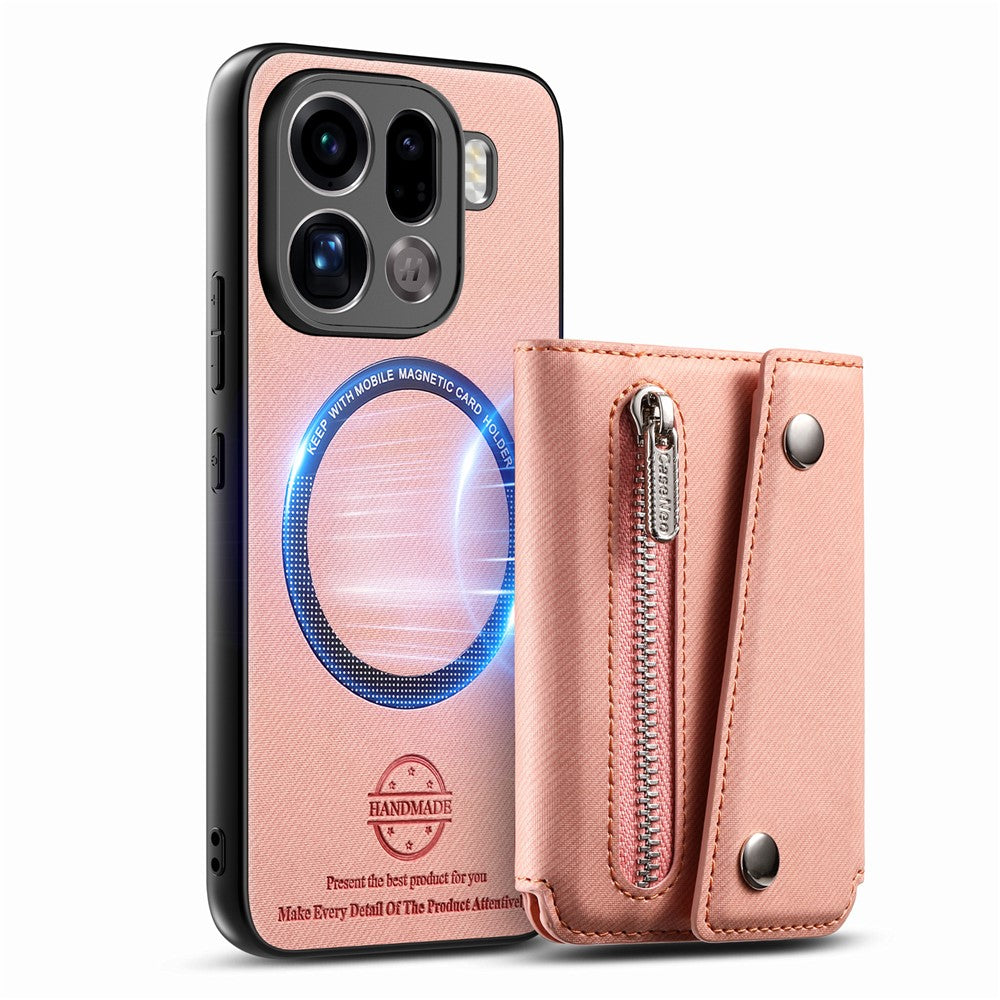 Oppo Find X9 Pro 5G Magnetiskt Skal Twill Tygstruktur PU-läder mobilbaksida med Trippelvik Korthållare