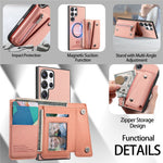 Til Samsung Galaxy S26 Ultra magnetisk cover i twill-stoftekstur PU-læder telefonbagside med trefoldelig kortholder