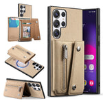 Til Samsung Galaxy S26 Ultra magnetisk cover i twill-stoftekstur PU-læder telefonbagside med trefoldelig kortholder