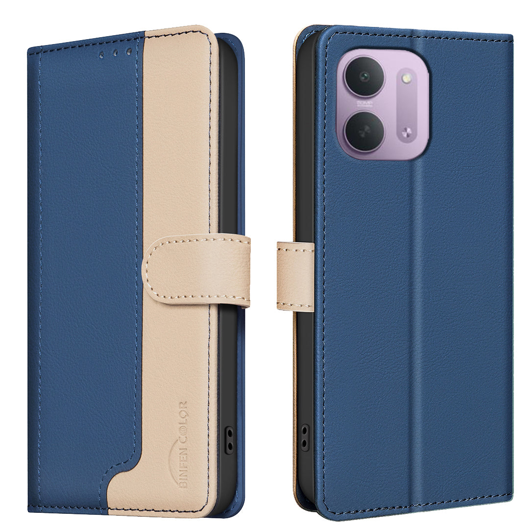BINFEN COLOR för Xiaomi Redmi 15C 4G (Global) (171 mm) / Xiaomi Poco C85 4G (171 mm) / Xiaomi Redmi 17C 5G Läderfodral Skarvningsfärg RFID-blockerande plånboksfodral