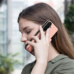Til Samsung Galaxy A36 5G Magnetisk Etui Twill Stof Tekstur PU Læder Telefon Bagcover med Tre-fløjet Kortholder