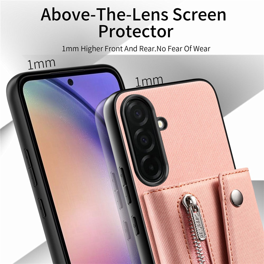 Til Samsung Galaxy A36 5G Magnetisk Etui Twill Stof Tekstur PU Læder Telefon Bagcover med Tre-fløjet Kortholder