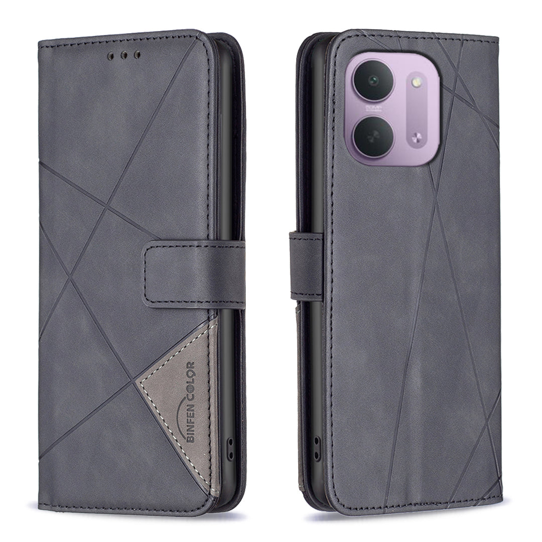 BINFEN COLOR for Xiaomi Redmi 15C 4G (Global) (171mm) / Xiaomi Poco C85 4G (171mm) / Xiaomi Redmi 17C 5G Phone Case Wallet Stand Geometry Imprinted Leather Cover