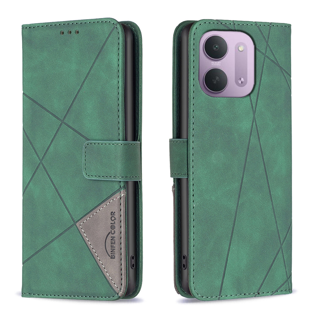 BINFEN COLOR for Xiaomi Redmi 15C 4G (Global) (171mm) / Xiaomi Poco C85 4G (171mm) / Xiaomi Redmi 17C 5G Phone Case Wallet Stand Geometry Imprinted Leather Cover