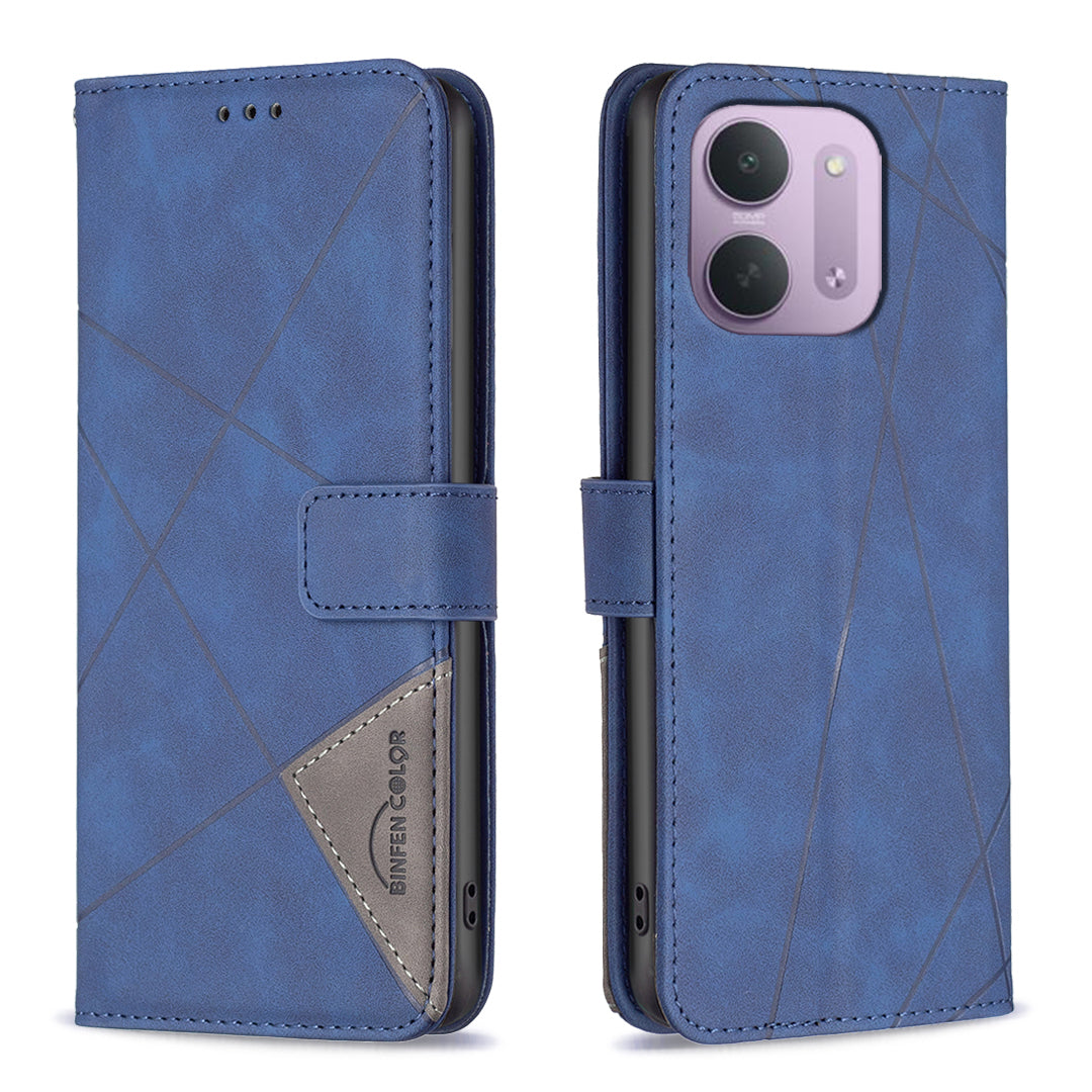 BINFEN COLOR for Xiaomi Redmi 15C 4G (Global) (171mm) / Xiaomi Poco C85 4G (171mm) / Xiaomi Redmi 17C 5G Phone Case Wallet Stand Geometry Imprinted Leather Cover