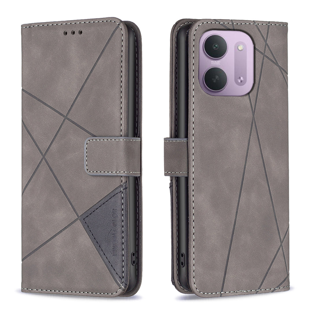BINFEN COLOR för Xiaomi Redmi 15C 4G (Global) (171 mm) / Xiaomi Poco C85 4G (171 mm) / Xiaomi Redmi 17C 5G mobilskal Plånboksfodral Geometriskt Präglat Läderfodral