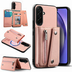 For Samsung Galaxy A55 5G Magnetic Case Twill Cloth Texture PU Leather Phone Back Cover with Tri-fold Card Holder