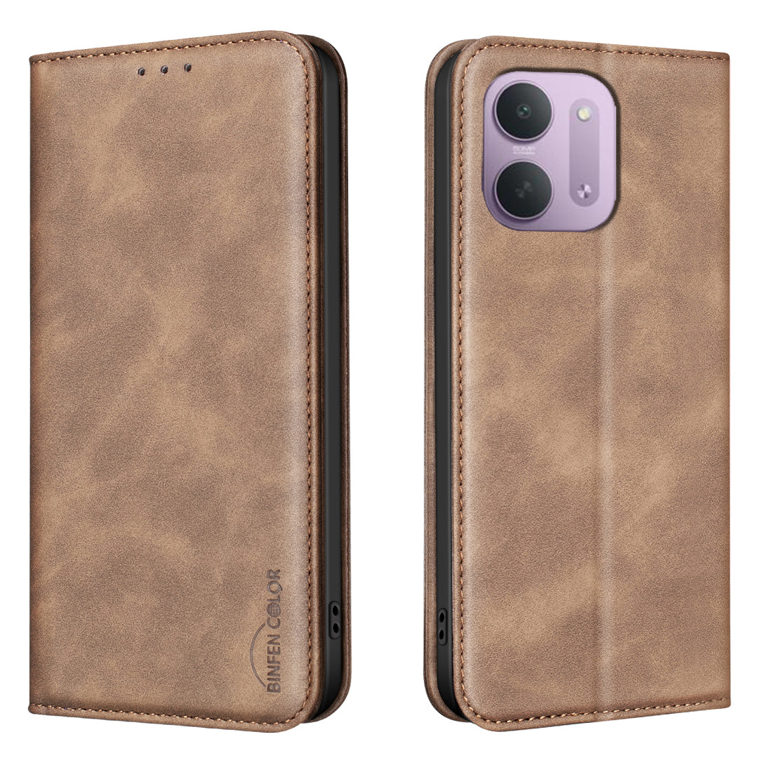 BINFEN COLOR för Xiaomi Redmi 15C 4G (Global) (171 mm) / Xiaomi Poco C85 4G (171 mm) / Xiaomi Redmi 17C 5G RFID-blockerande PU-läderfodral med vadstruktur