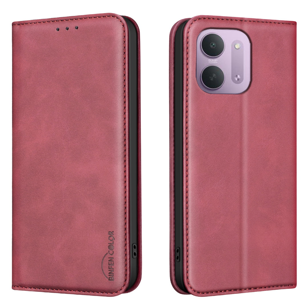 BINFEN COLOR för Xiaomi Redmi 15C 4G (Global) (171 mm) / Xiaomi Poco C85 4G (171 mm) / Xiaomi Redmi 17C 5G RFID-blockerande PU-läderfodral med vadstruktur