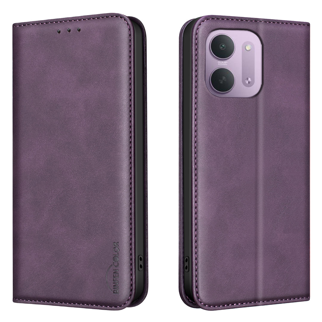 BINFEN COLOR för Xiaomi Redmi 15C 4G (Global) (171 mm) / Xiaomi Poco C85 4G (171 mm) / Xiaomi Redmi 17C 5G RFID-blockerande PU-läderfodral med vadstruktur