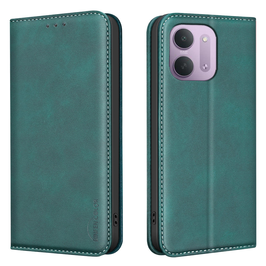 BINFEN COLOR för Xiaomi Redmi 15C 4G (Global) (171 mm) / Xiaomi Poco C85 4G (171 mm) / Xiaomi Redmi 17C 5G RFID-blockerande PU-läderfodral med vadstruktur