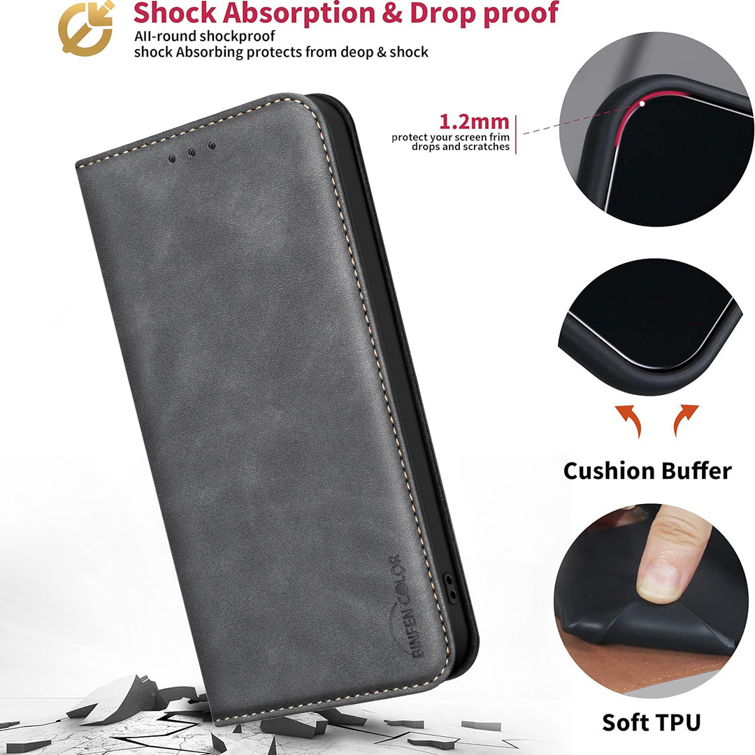 BINFEN COLOR for Honor X7e 4G / Honor X6e 4G RFID Blocking Calf Texture PU Leather Phone Cover