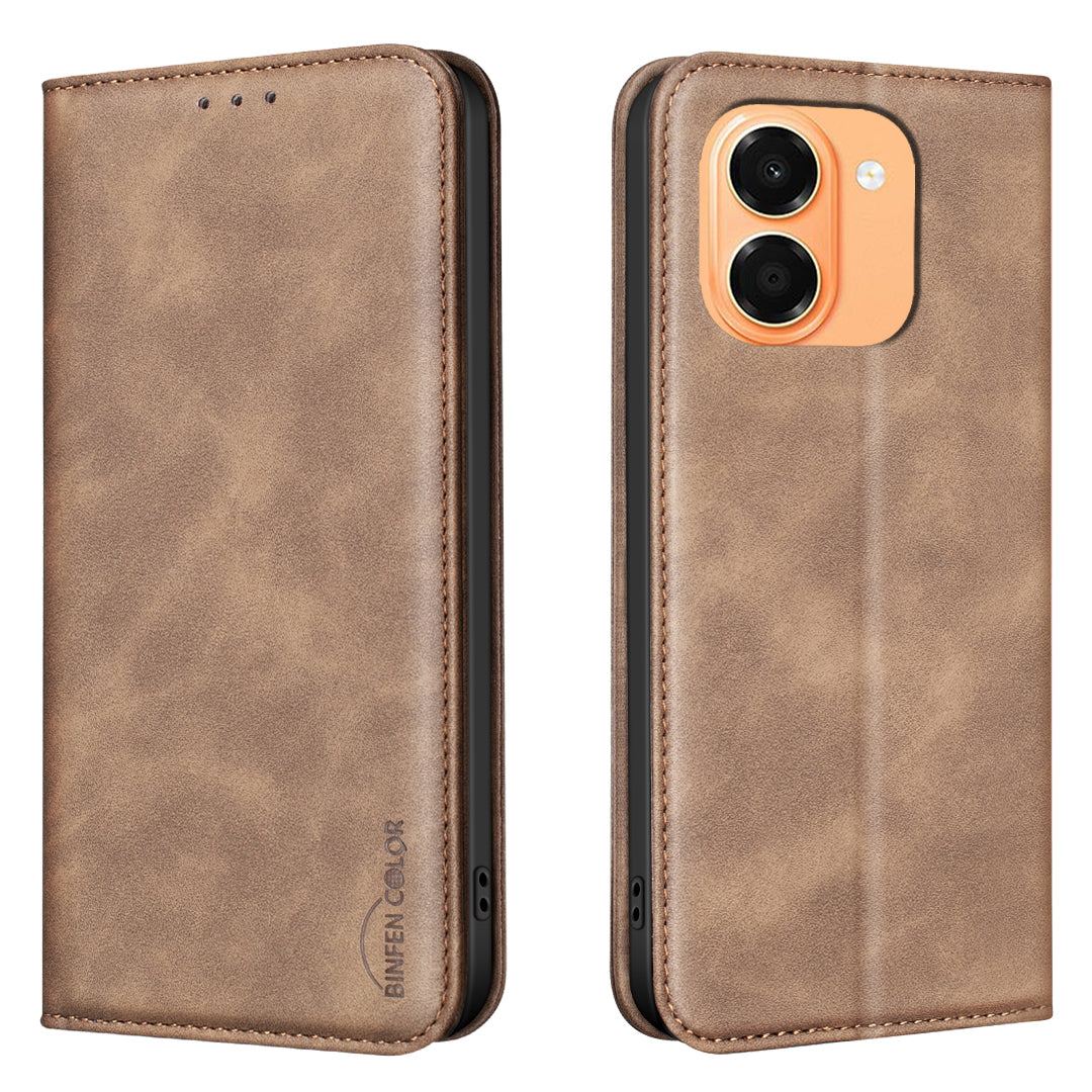 BINFEN COLOR for Honor X7e 4G / Honor X6e 4G RFID Blocking Calf Texture PU Leather Phone Cover