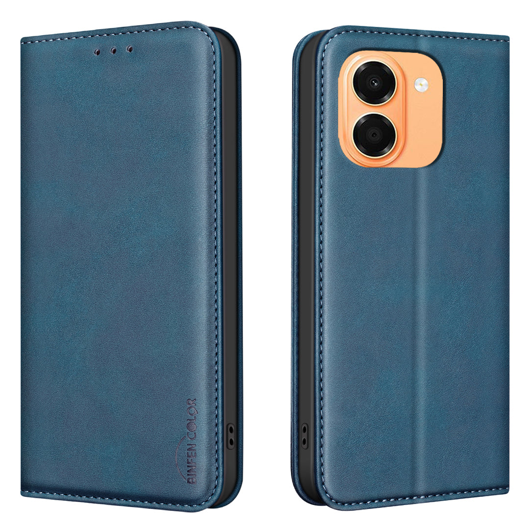 BINFEN COLOR for Honor X7e 4G / Honor X6e 4G RFID Blocking Calf Texture PU Leather Phone Cover