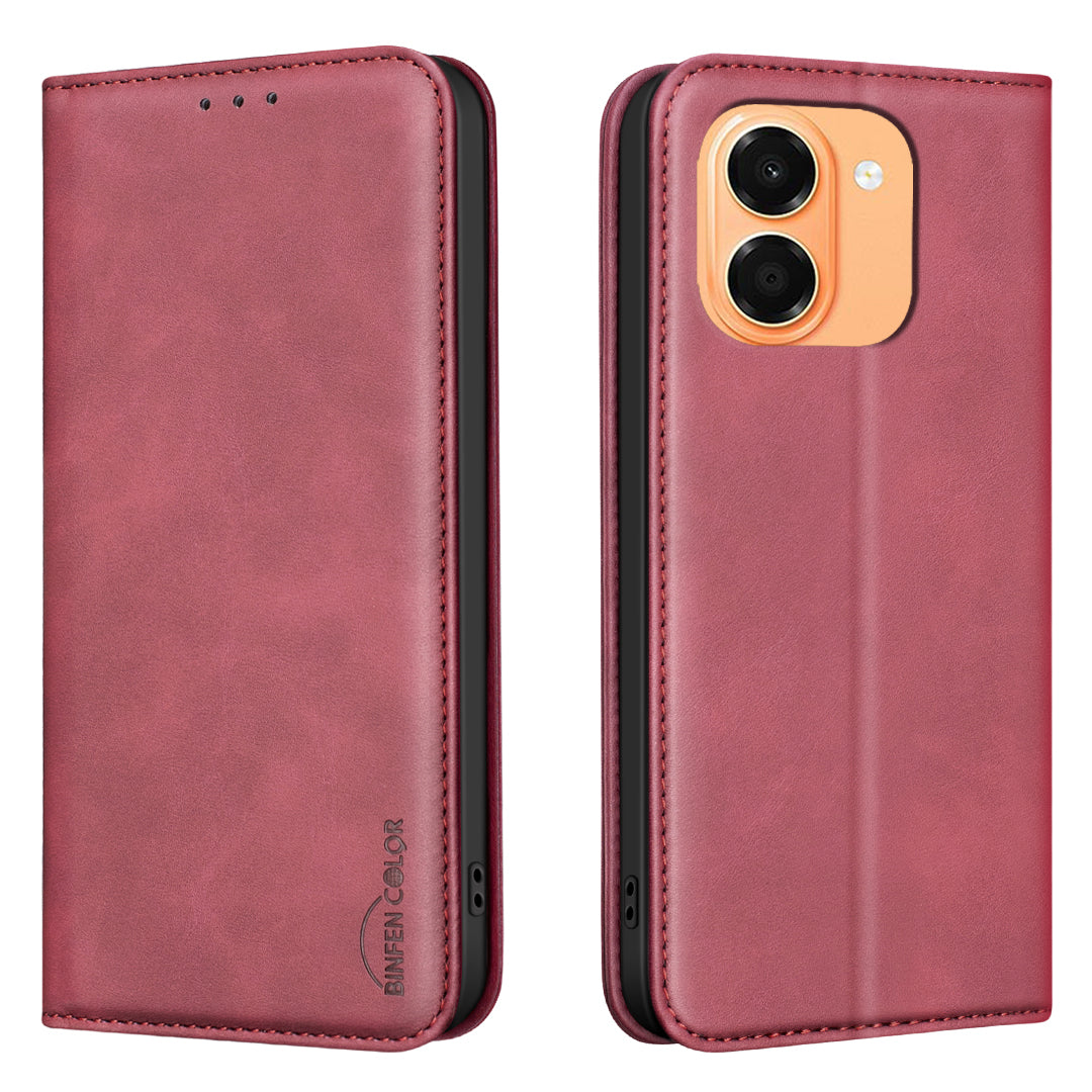 BINFEN COLOR for Honor X7e 4G / Honor X6e 4G RFID Blocking Calf Texture PU Leather Phone Cover