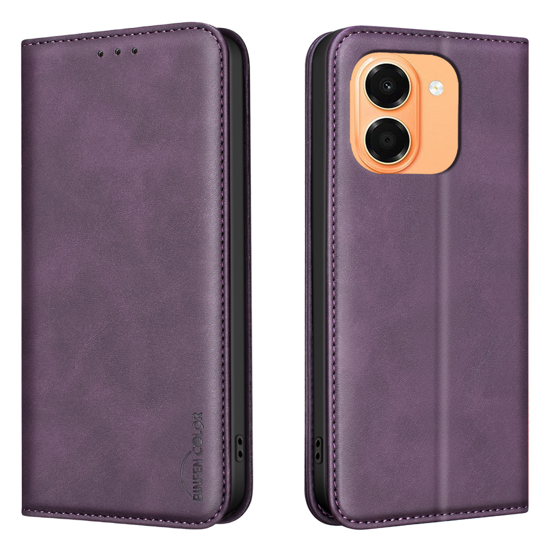 BINFEN COLOR for Honor X7e 4G / Honor X6e 4G RFID Blocking Calf Texture PU Leather Phone Cover