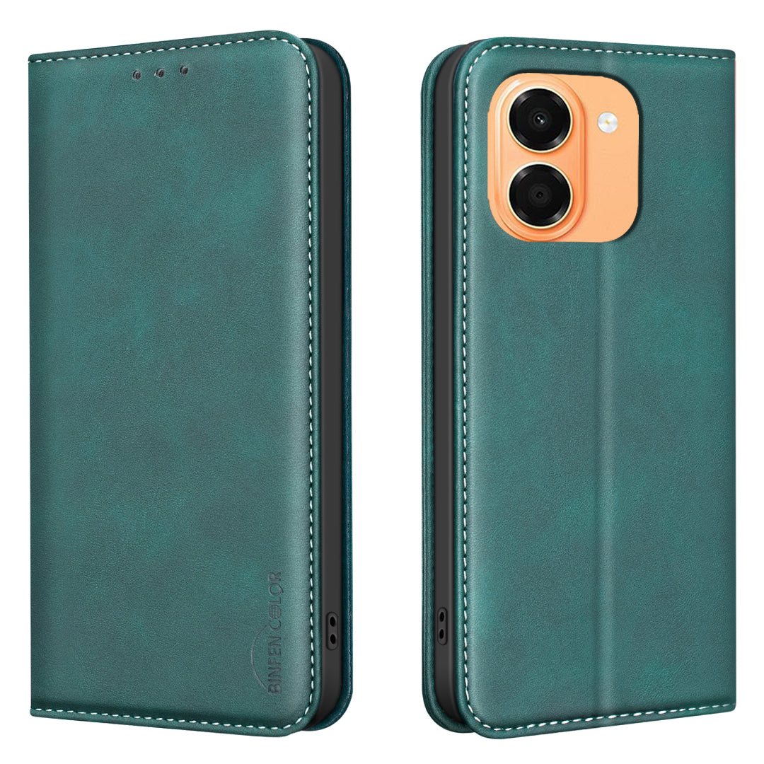 BINFEN COLOR for Honor X7e 4G / Honor X6e 4G RFID Blocking Calf Texture PU Leather Phone Cover