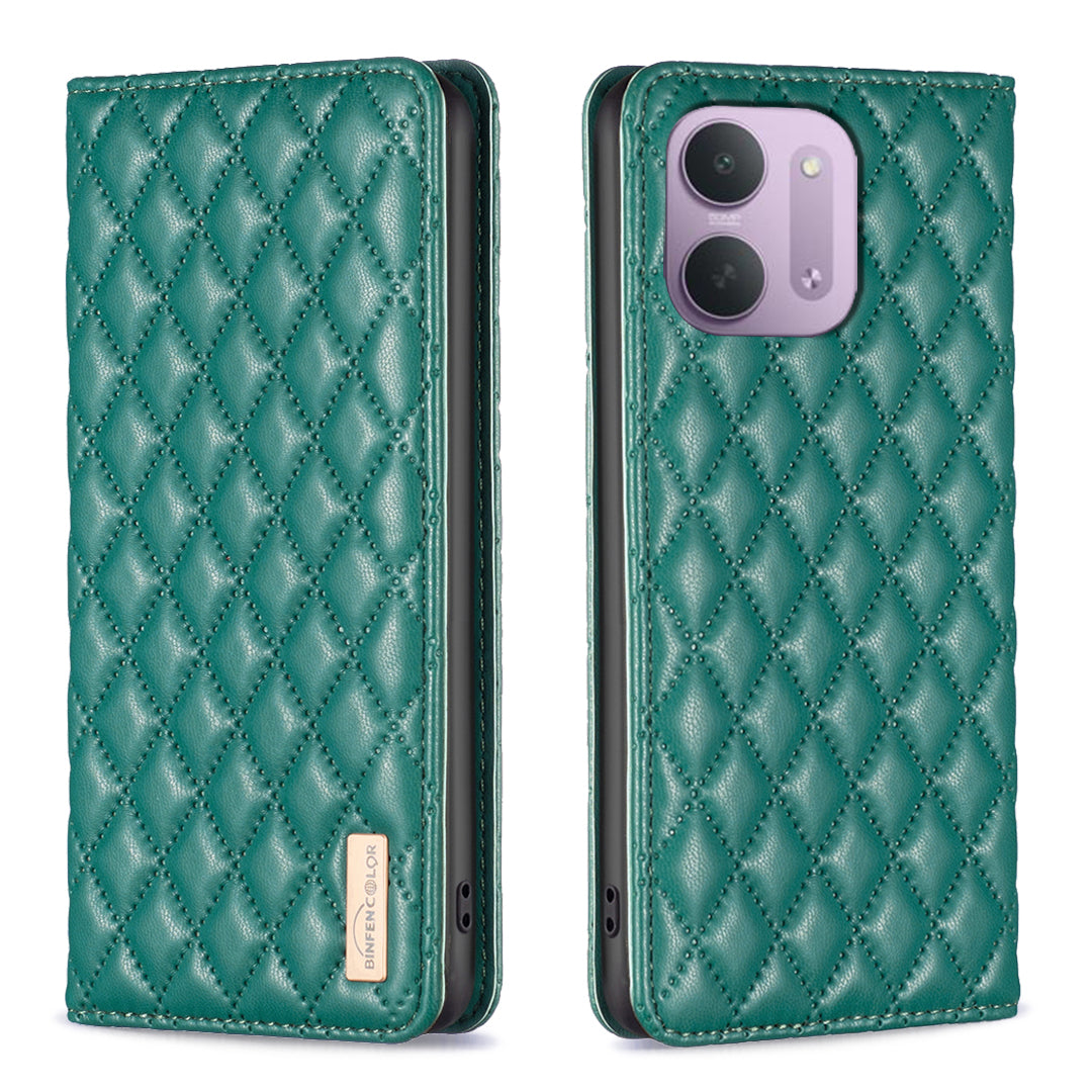 BINFEN COLOR för Xiaomi Redmi 15C 4G (Global) (171mm) / Xiaomi Poco C85 4G (171mm) / Xiaomi Redmi 17C 5G-skal med korthållare i PU-läder, stativ