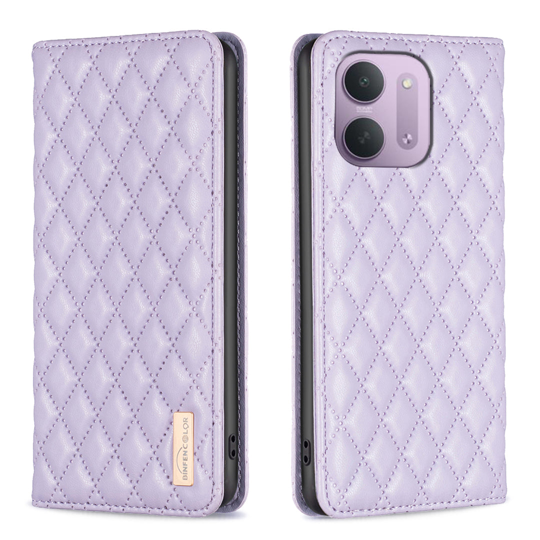 BINFEN COLOR för Xiaomi Redmi 15C 4G (Global) (171mm) / Xiaomi Poco C85 4G (171mm) / Xiaomi Redmi 17C 5G-skal med korthållare i PU-läder, stativ