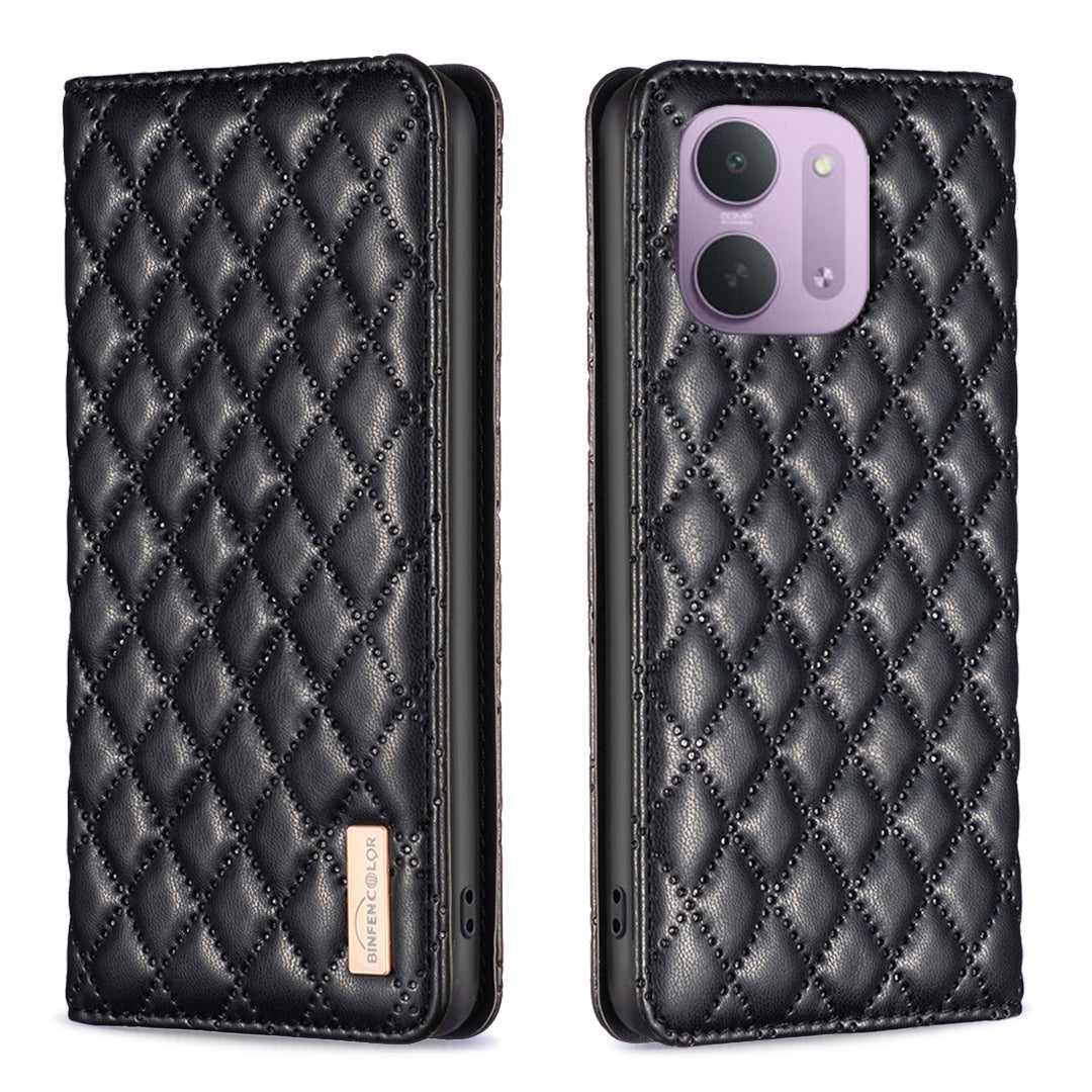 BINFEN COLOR för Xiaomi Redmi 15C 4G (Global) (171mm) / Xiaomi Poco C85 4G (171mm) / Xiaomi Redmi 17C 5G-skal med korthållare i PU-läder, stativ